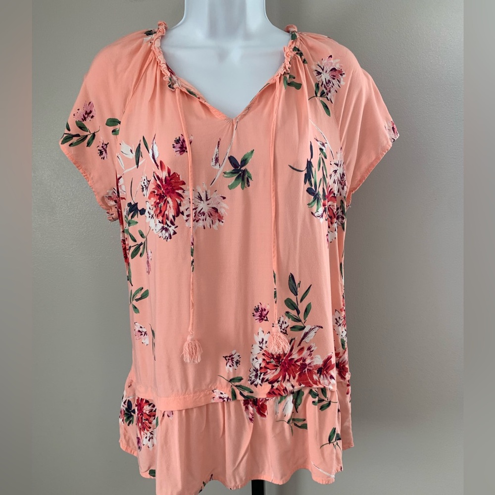 St. John's Bay Coral Floral Blouse